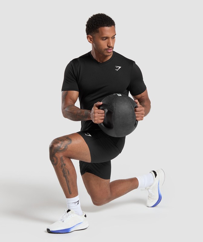 Gymshark Arrival V-Neck T Shirt Black | 50347QLUX