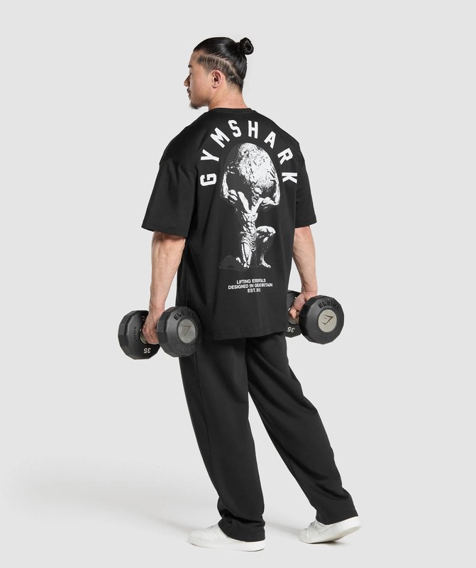 Gymshark Atlas T-Shirt Black | 76382IXWC