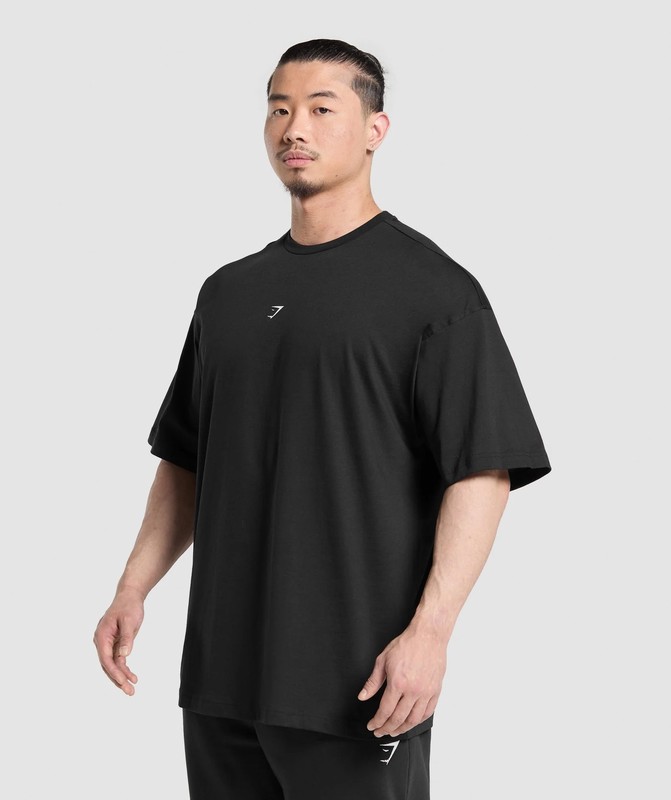 Gymshark Atlas T-Shirt Black | 76382IXWC