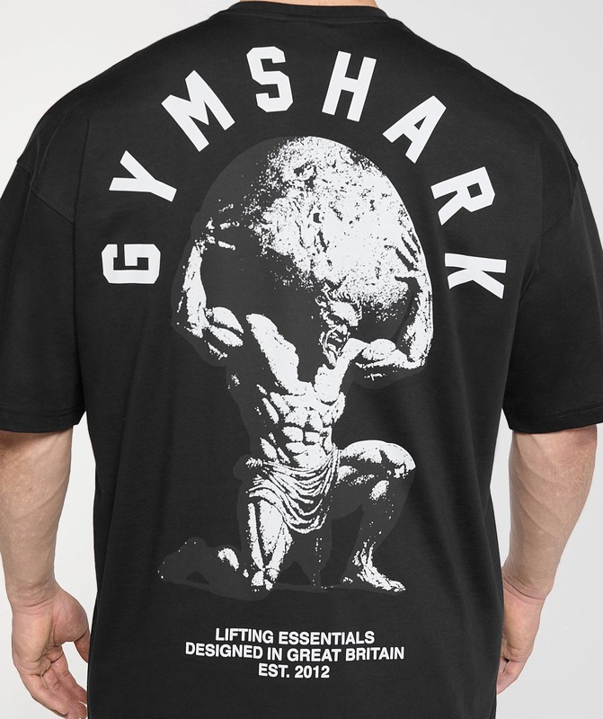 Gymshark Atlas T-Shirt Black | 76382IXWC