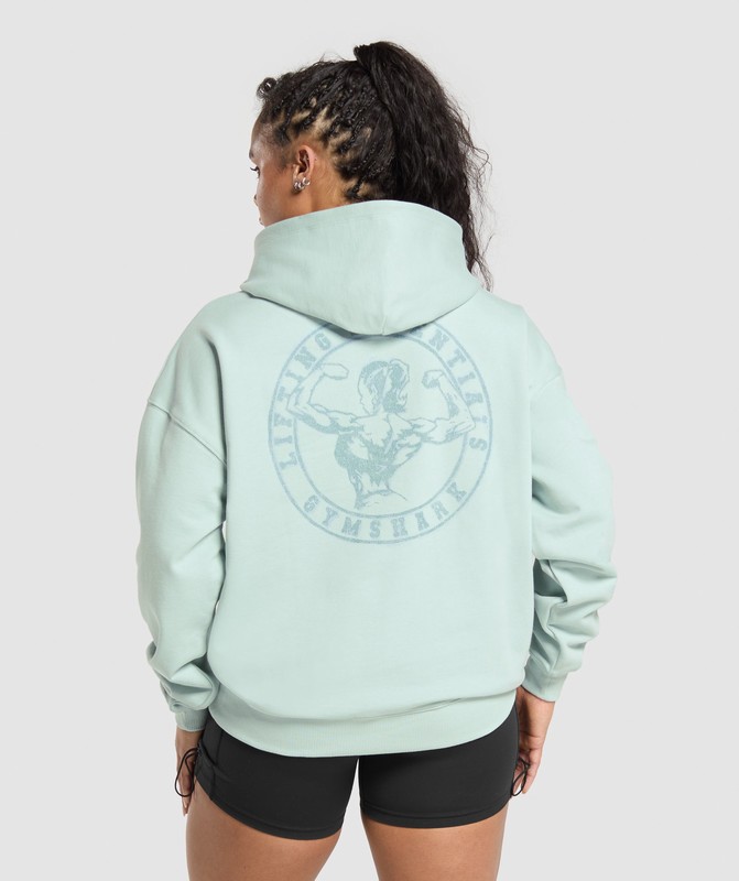 Gymshark Back Gains Graphic Hoodie Morning Blue | 78651WXZC