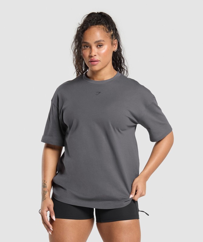 Gymshark Back Gains Graphic Oversized Tee Graphite Grey | 98701JNZI