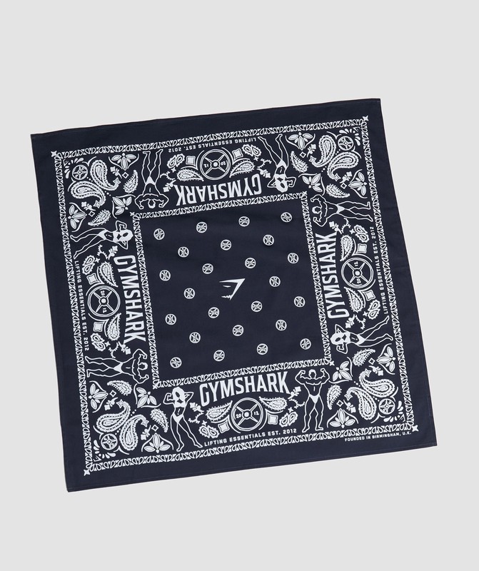 Gymshark Bandana Heavy Blue / White | 93410QHJX
