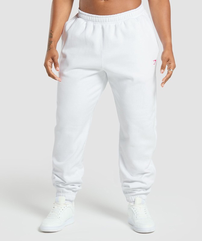 Gymshark Barbell Hearts Oversized Joggers White | 89056FXJI