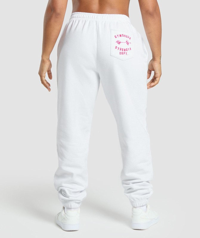 Gymshark Barbell Hearts Oversized Joggers White | 89056FXJI