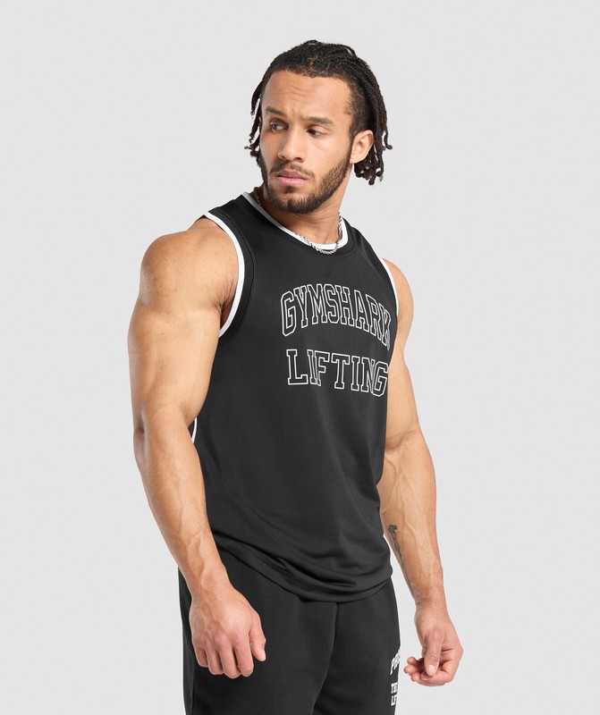 Gymshark Basketball Mesh Tank Black | 81573MENW