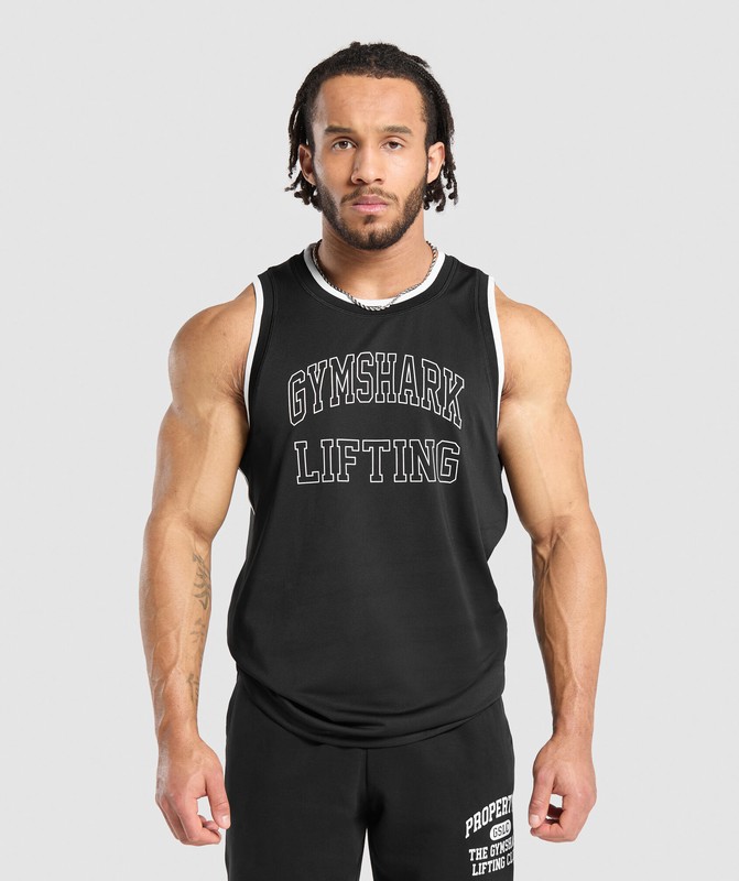 Gymshark Basketball Mesh Tank Black | 81573MENW