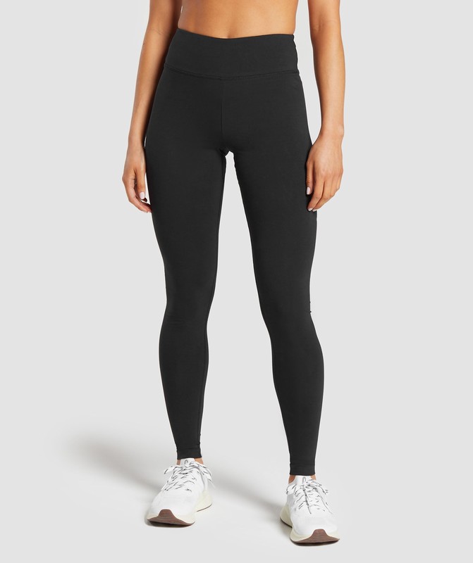 Gymshark Block Cotton Leggings Black | 87539HFTQ