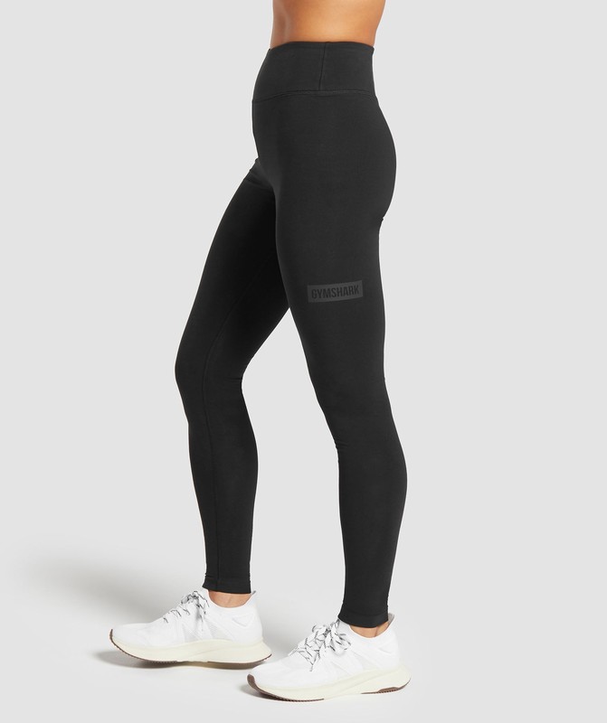 Gymshark Block Cotton Leggings Black | 87539HFTQ