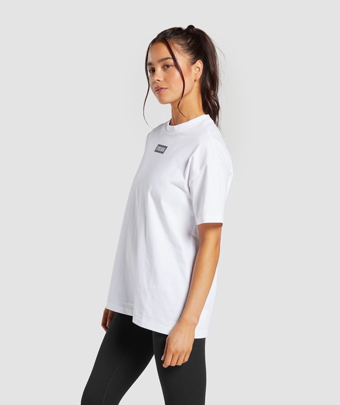 Gymshark Block Oversized T-Shirt White / Black | 19830UCMA