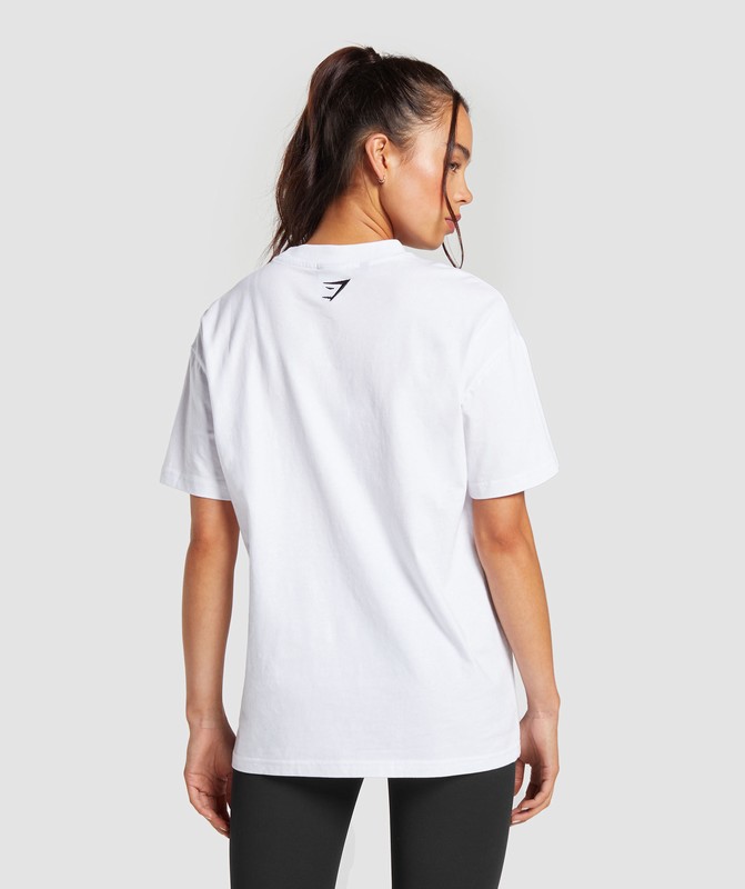 Gymshark Block Oversized T-Shirt White / Black | 19830UCMA