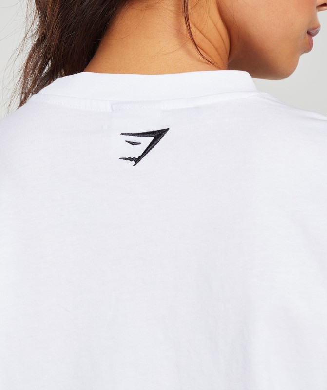 Gymshark Block Oversized T-Shirt White / Black | 19830UCMA