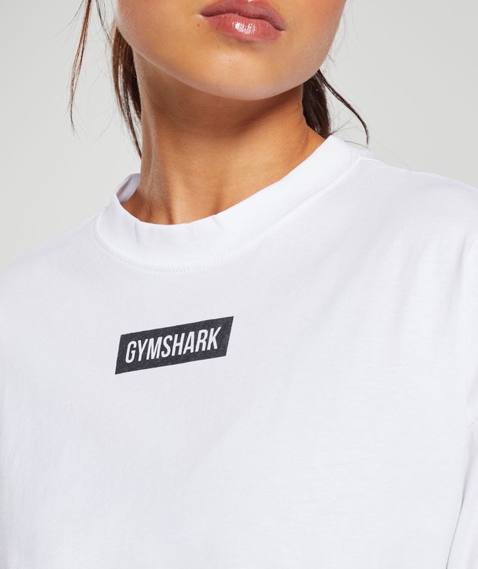 Gymshark Block Oversized T-Shirt White / Black | 19830UCMA