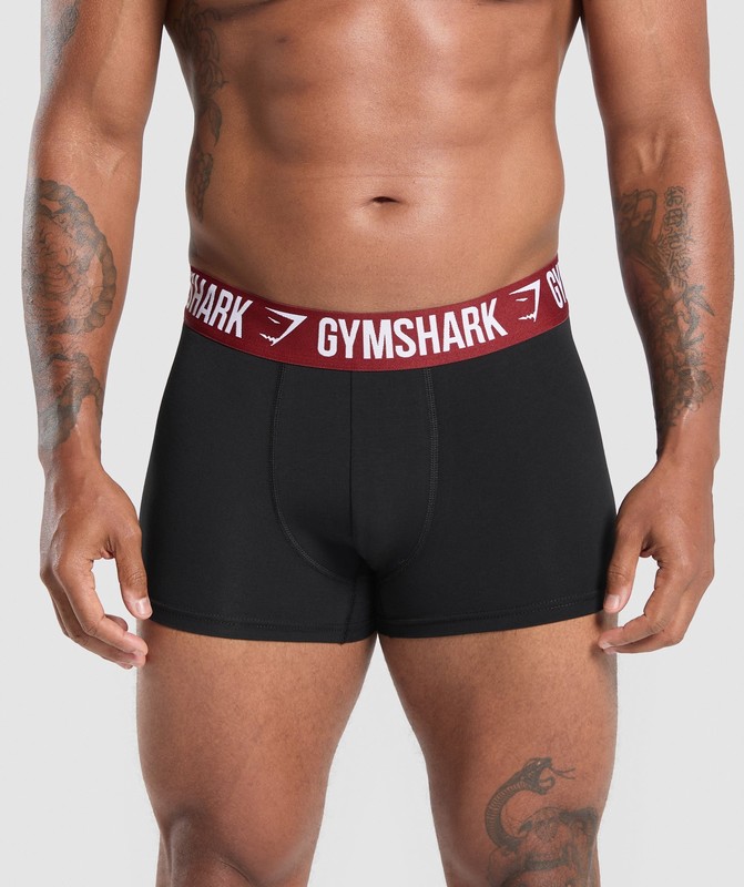 Gymshark Boxer Brief 3Pk Black / Warm Lilac / Black / Cargo Blue / Black / Reps Red | 86532WXMG