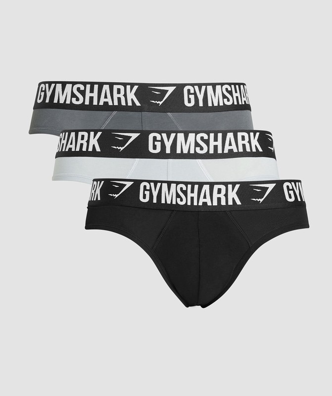 Gymshark Brief 3PK Black / Pitch Grey / Light Grey | 75204QZXD