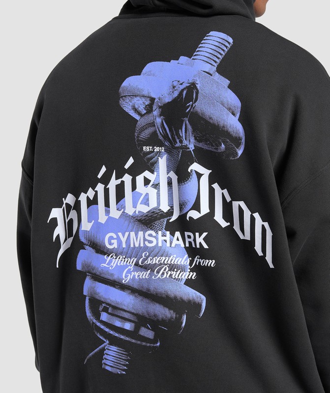 Gymshark British Iron Hoodie Black | 46028NDXV