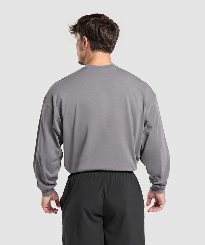 Gymshark British Iron Long Sleeve T-Shirt Brushed Grey | 70825QISL