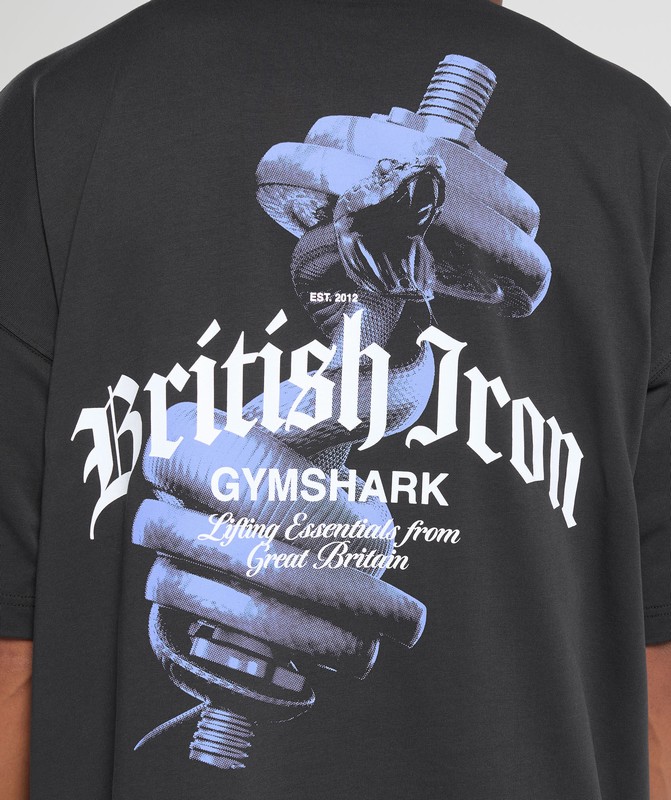 Gymshark British Iron T-Shirt Black | 76081QGMD
