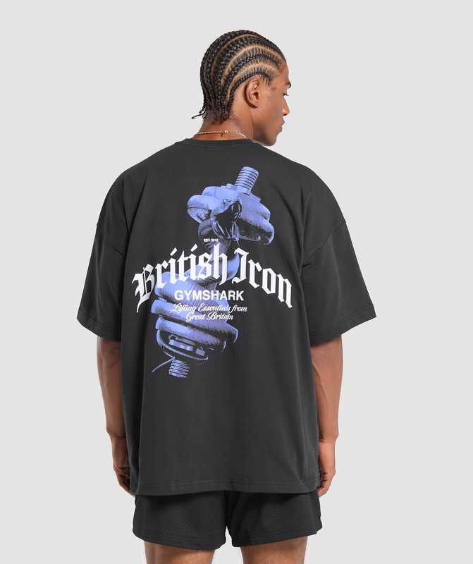 Gymshark British Iron T-Shirt Black | 76081QGMD