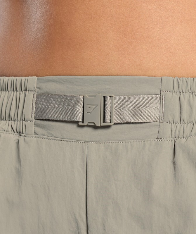 Gymshark Buckle Waisted Short Linen Brown | 83794BKLE