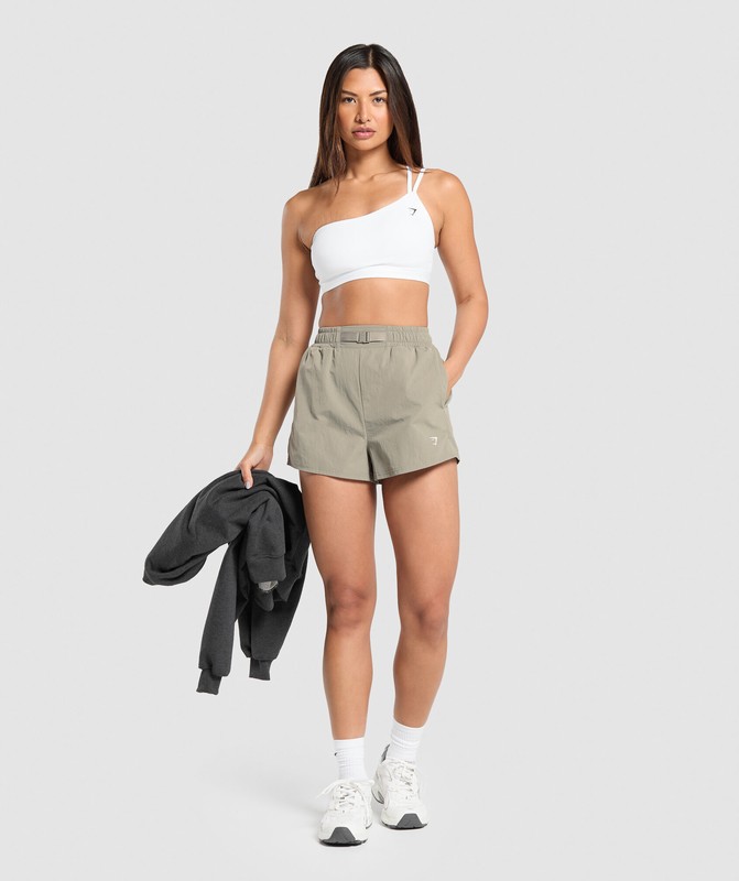 Gymshark Buckle Waisted Short Linen Brown | 83794BKLE
