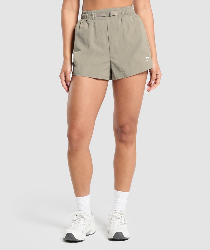 Gymshark Buckle Waisted Short Linen Brown | 83794BKLE