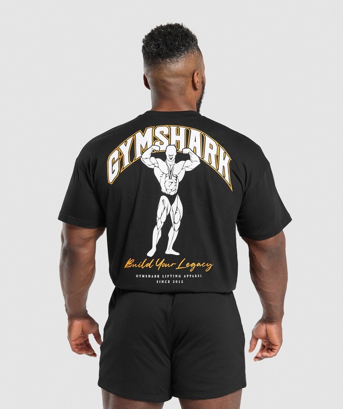 Gymshark Build Your Legacy Graphic T-Shirt Black | 07596IAFU