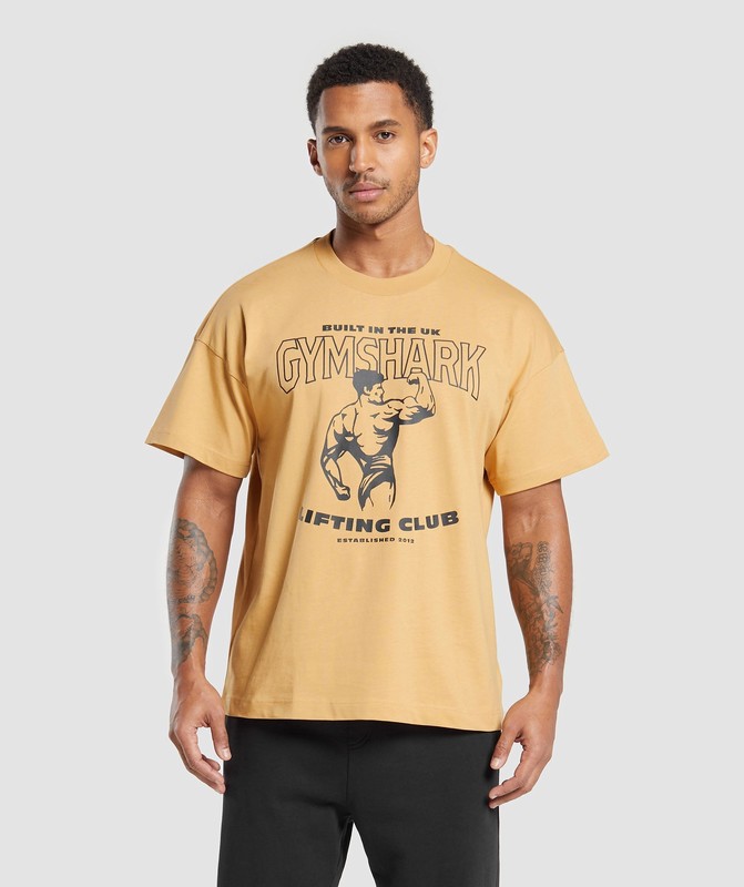 Gymshark Built in the UK T-Shirt Rustic Yellow | 71029CSPU