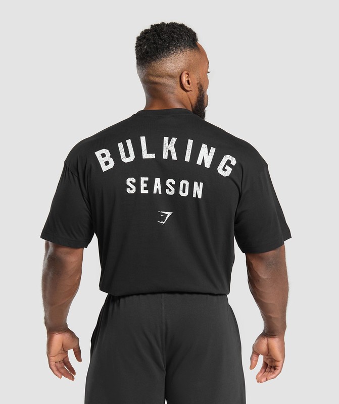 Gymshark Bulking Season T-Shirt Black | 72495NAFC