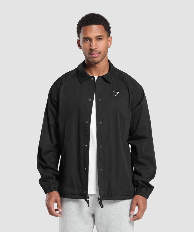 Gymshark Canvas Coach Jacket Black | 07918SRXD
