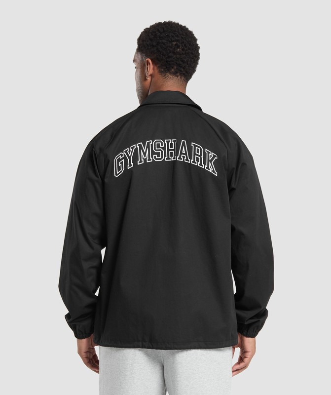 Gymshark Canvas Coach Jacket Black | 07918SRXD