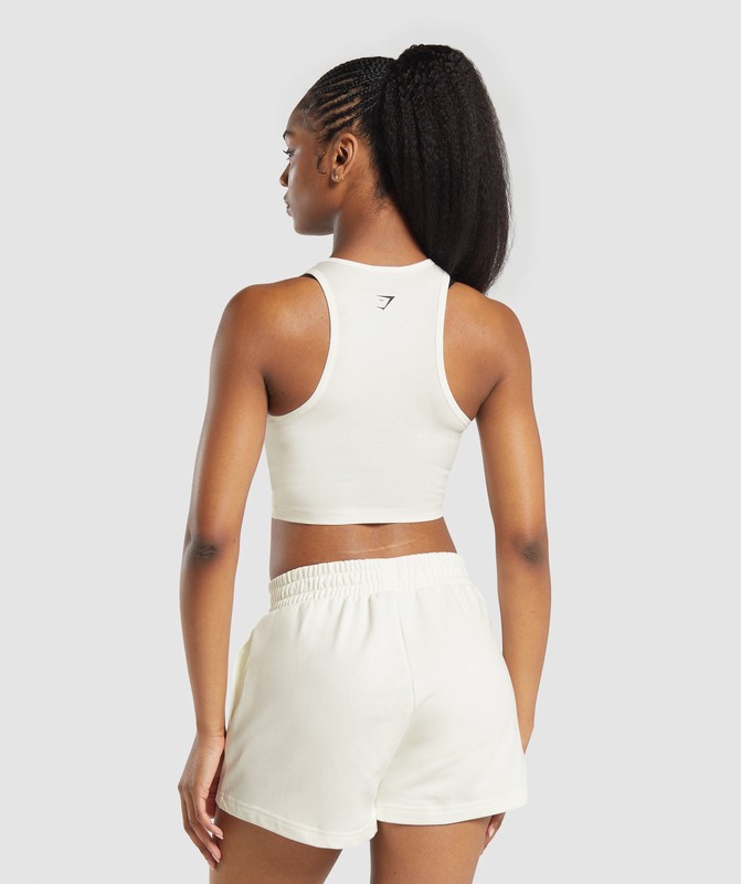 Gymshark Care Label Graphic Cropped Tank Soft White | 34798TEHU