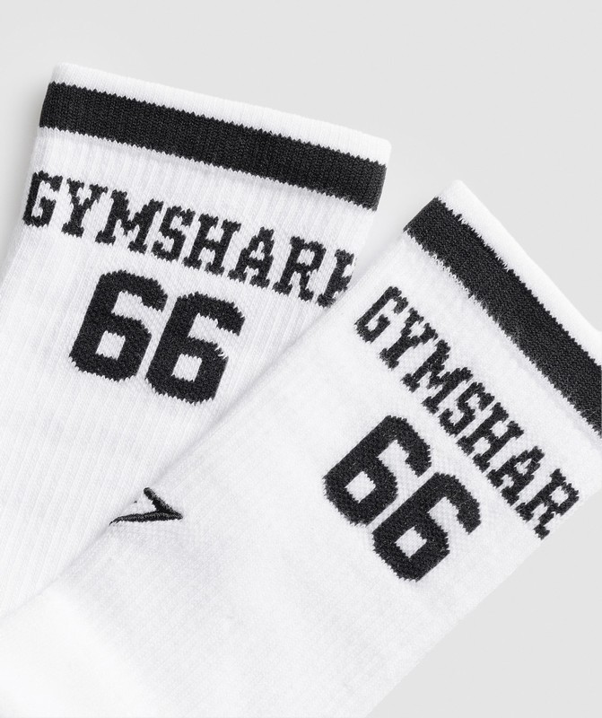 Gymshark Collegiate Graphic Crew Sock White | 15867NTDV
