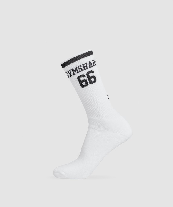 Gymshark Collegiate Graphic Crew Sock White | 15867NTDV
