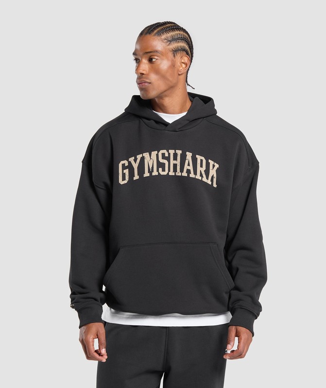 Gymshark Collegiate Hoodie Black | 87290FOJP