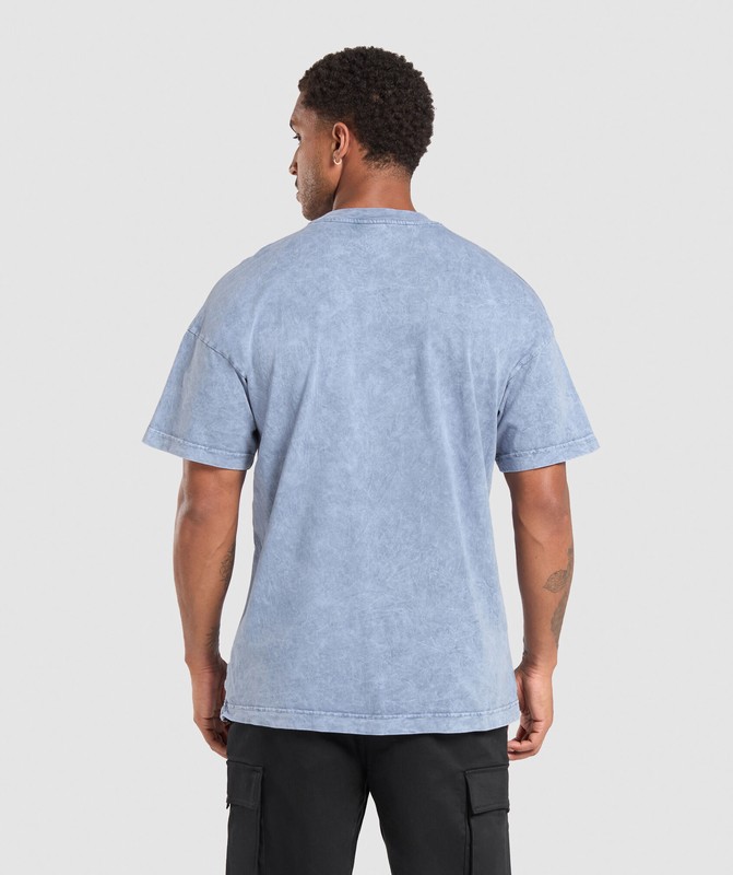 Gymshark Collegiate Shadow Washed T-Shirt Faded Blue | 58634KESP