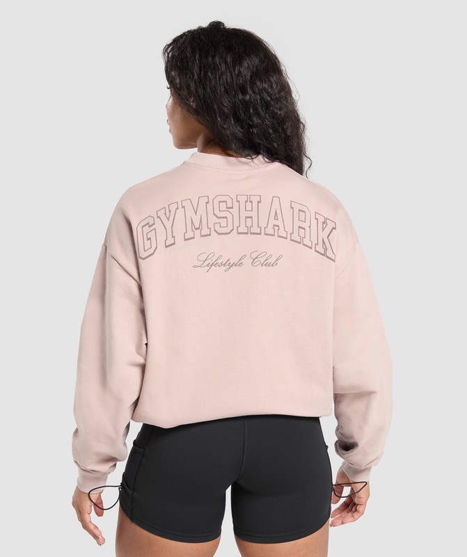 Gymshark Collegiate Sweatshirt Muted Pink | 57362WAIK