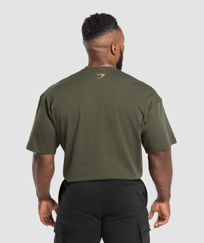 Gymshark Collegiate T-Shirt Strength Green | 93410KAPE