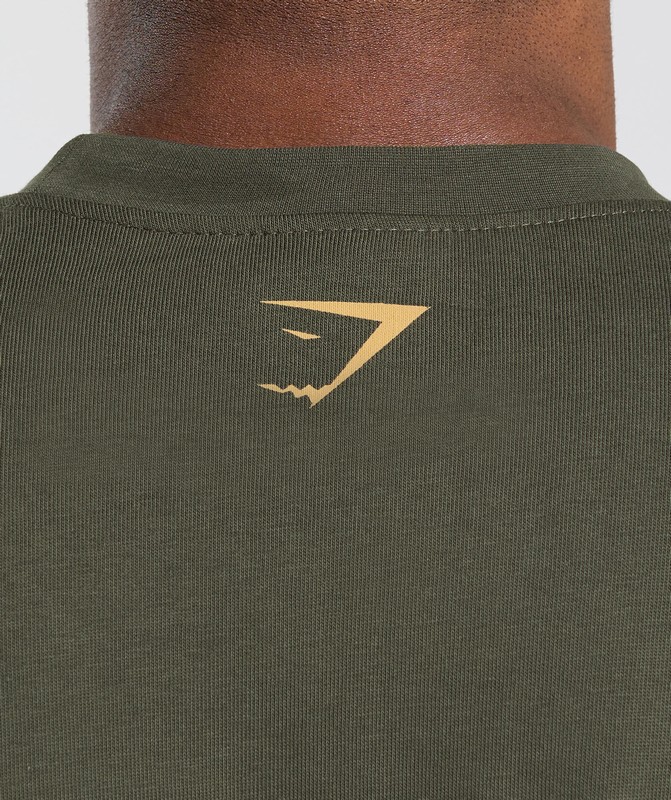 Gymshark Collegiate T-Shirt Strength Green | 93410KAPE