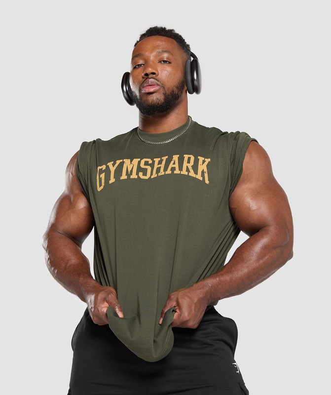 Gymshark Collegiate T-Shirt Strength Green | 93410KAPE