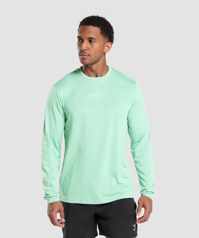 Gymshark Conditioning Goods Long Sleeve T-Shirt Lido Green | 97816PTSQ