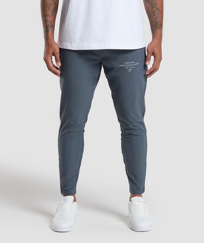 Gymshark Conditioning Goods Woven Joggers Titanium Blue | 30128TGBY