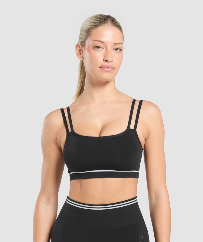Gymshark Contrast Seamless Sports Bra Black | 95180MDIF