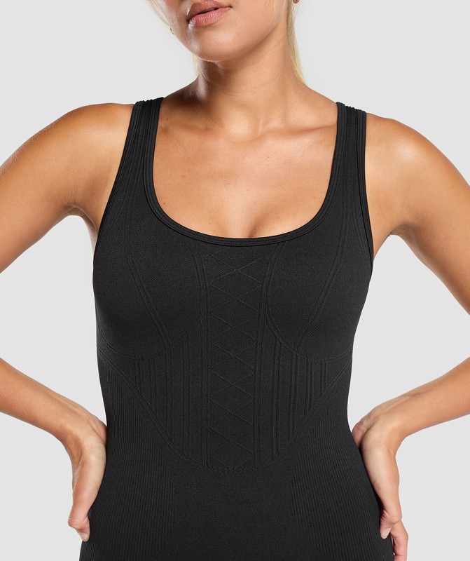 Gymshark Corset Seamless Bodysuit Black | 85976RLYA