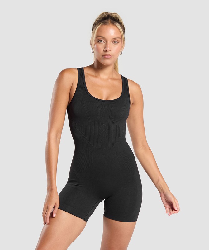 Gymshark Corset Seamless Bodysuit Black | 85976RLYA