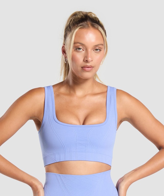 Gymshark Corset Seamless Sports Bra Lift Blue | 86507GMVQ