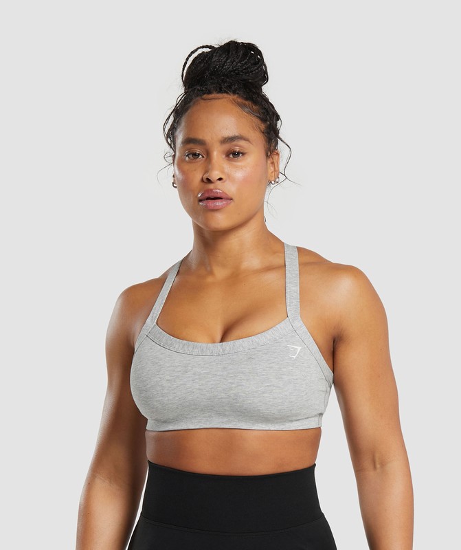 Gymshark Cotton Lifting Sports Bra Light Grey Core Marl | 06321XWKB