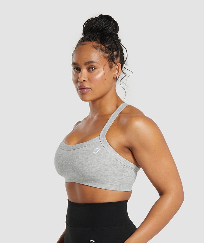 Gymshark Cotton Lifting Sports Bra Light Grey Core Marl | 06321XWKB