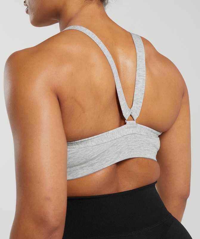 Gymshark Cotton Lifting Sports Bra Light Grey Core Marl | 06321XWKB