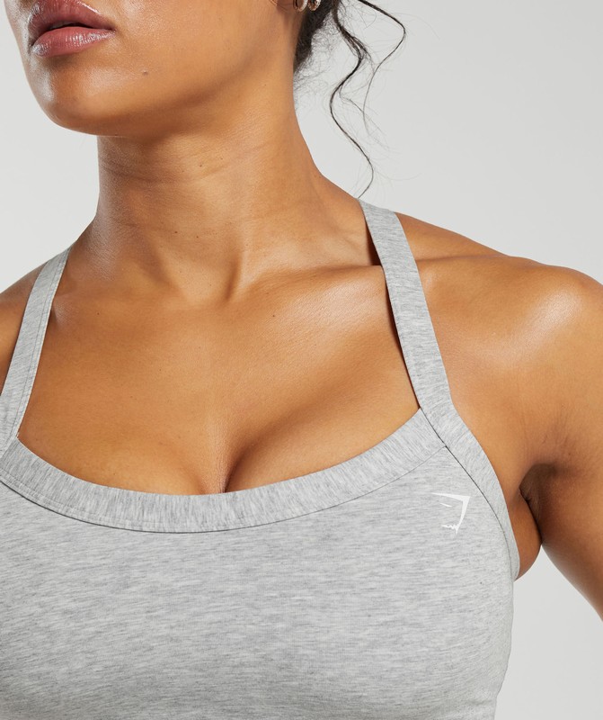 Gymshark Cotton Lifting Sports Bra Light Grey Core Marl | 06321XWKB